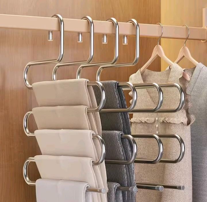 S-Shape 5-Layer Stainless Steel Trouser & Belt Hanger