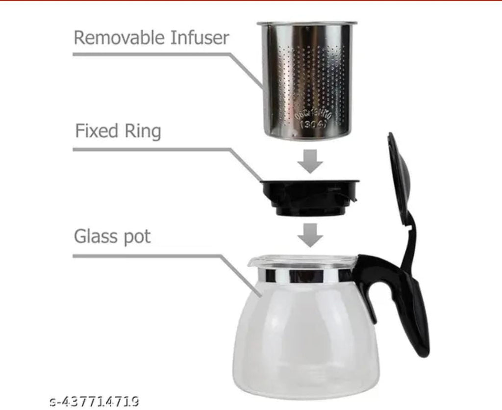 1100ml Borosilicate Glass Teapot with Removable Stainless Steel Infuser