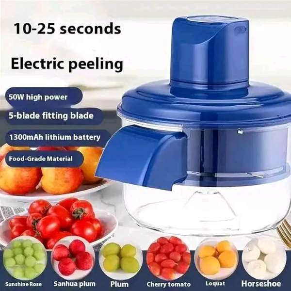 Wireless Rechargeable Electric Fruit & Vegetable Peeling Machine | 50W | 5-Blade | 1300mAh