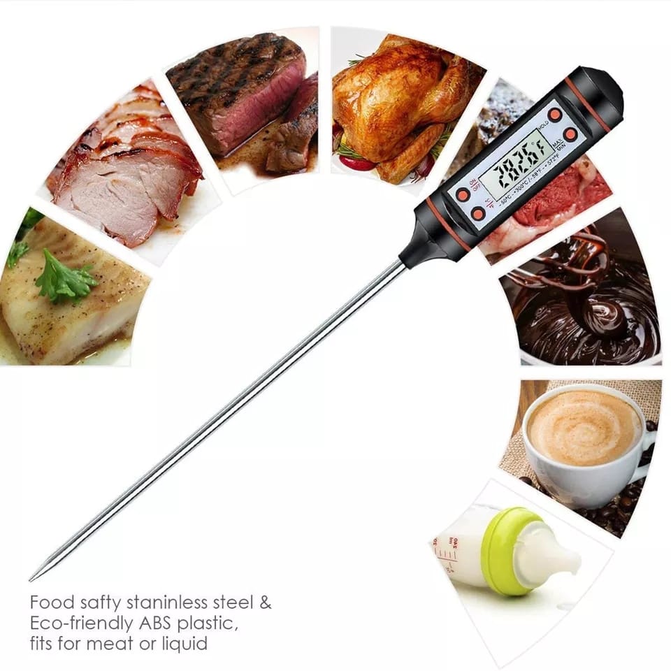Digital Food Thermometer with LED Display – Battery Operated, °50°C to +300°C (°C/°F)