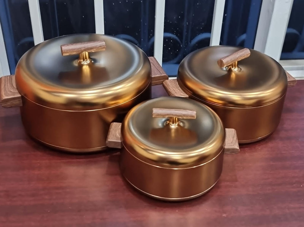 Forever Gold Insulated Hotpot Set of 3 | Premium Quality | 3 Colour Variants