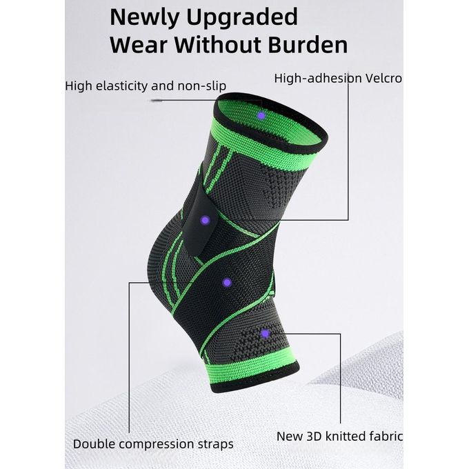 Compression Ankle Support Wrap with Adjustable Straps | 3D Knitted | Sports & Medical