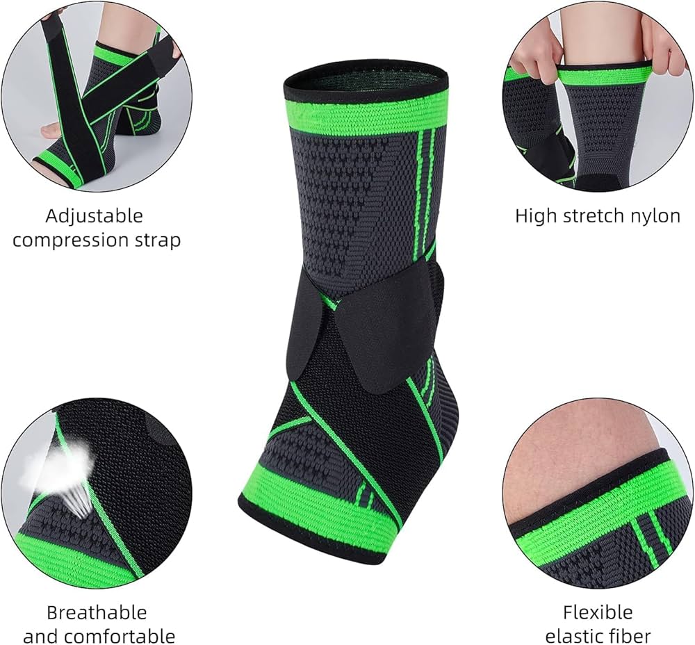 Compression Ankle Support Wrap with Adjustable Straps | 3D Knitted | Sports & Medical