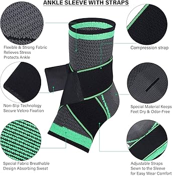 Compression Ankle Support Wrap with Adjustable Straps | 3D Knitted | Sports & Medical