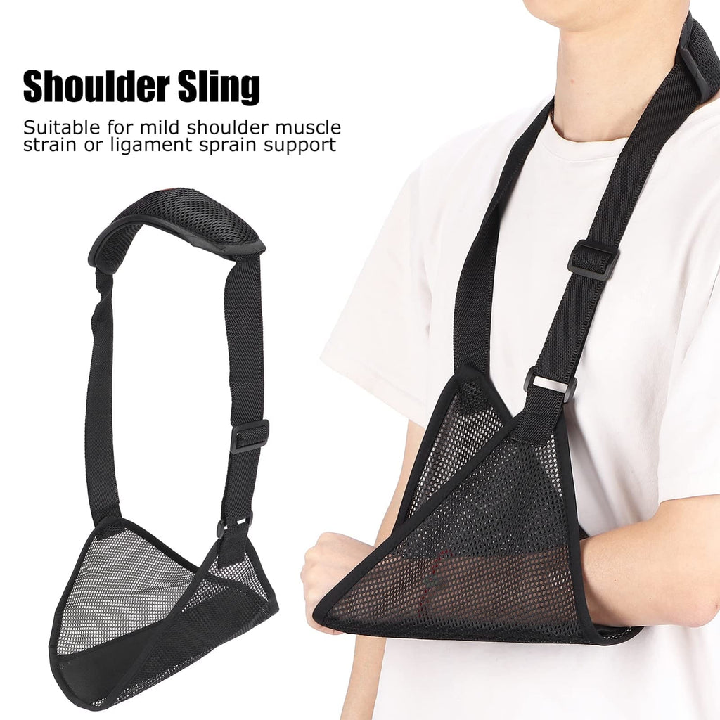 Medical Arm Support Shoulder Sling | Breathable Mesh | Adjustable Strap | Black