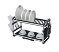 2-Tier Aluminum & Plastic Dish Rack with Draining Tray