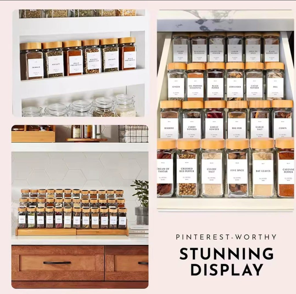 29-Piece Glass Spice Jars Set with Bamboo Lids, Labels & Funnel – 120ml (Food Grade)