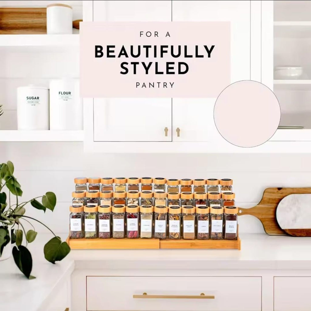 29-Piece Glass Spice Jars Set with Bamboo Lids, Labels & Funnel – 120ml (Food Grade)