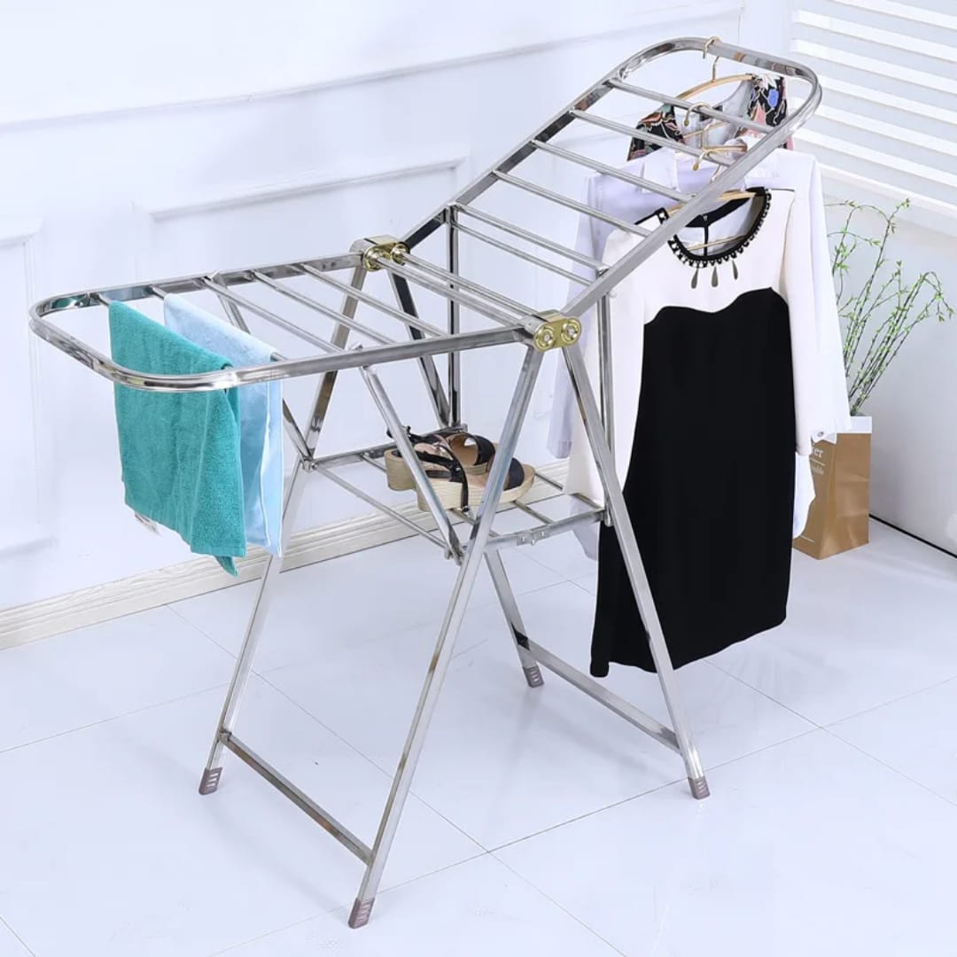 Stainless Steel Foldable Cloth Drying Rack – Anti-Rust & Portable