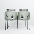 2.5L Ribbed Glass Juice & Drink Dispenser with Black Metal Stand – Single or Double Set