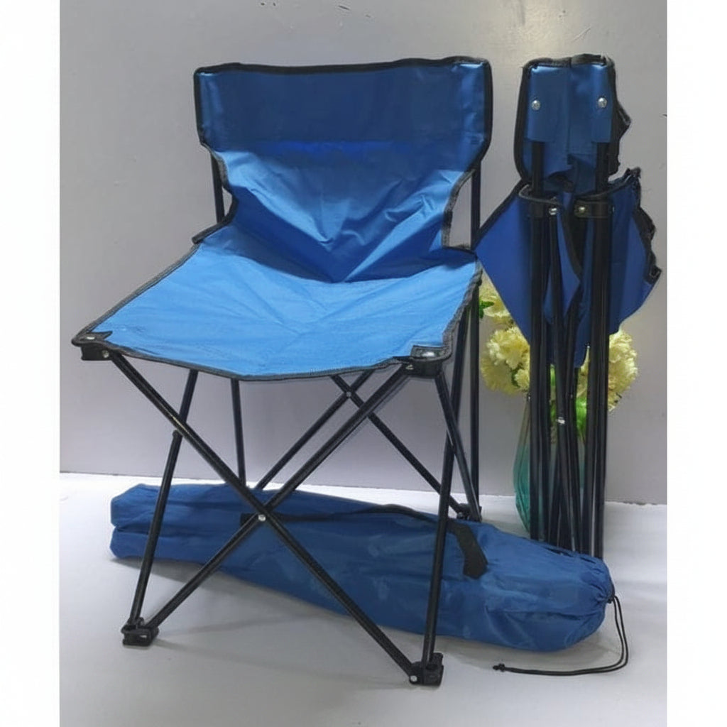 Foldable Metallic Frame Waterproof Canvas Camping Chair | Armless | Black, Red, Navy Blue & Jungle Green