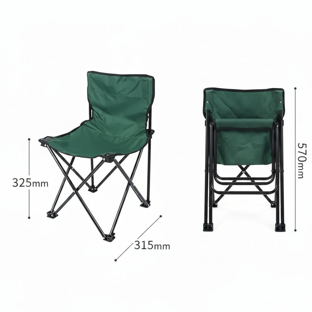 Foldable Metallic Frame Waterproof Canvas Camping Chair | Armless | Black, Red, Navy Blue & Jungle Green