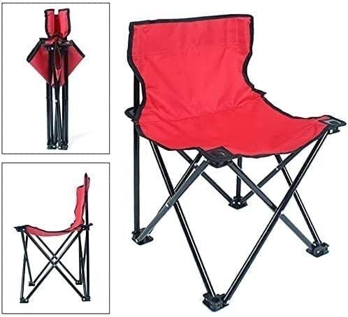 Foldable Metallic Frame Waterproof Canvas Camping Chair | Armless | Black, Red, Navy Blue & Jungle Green