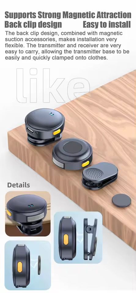 2.4G Wireless Lavalier Microphone – Dual Noise Reduction, Rechargeable, Magnetic Clip-On Mic