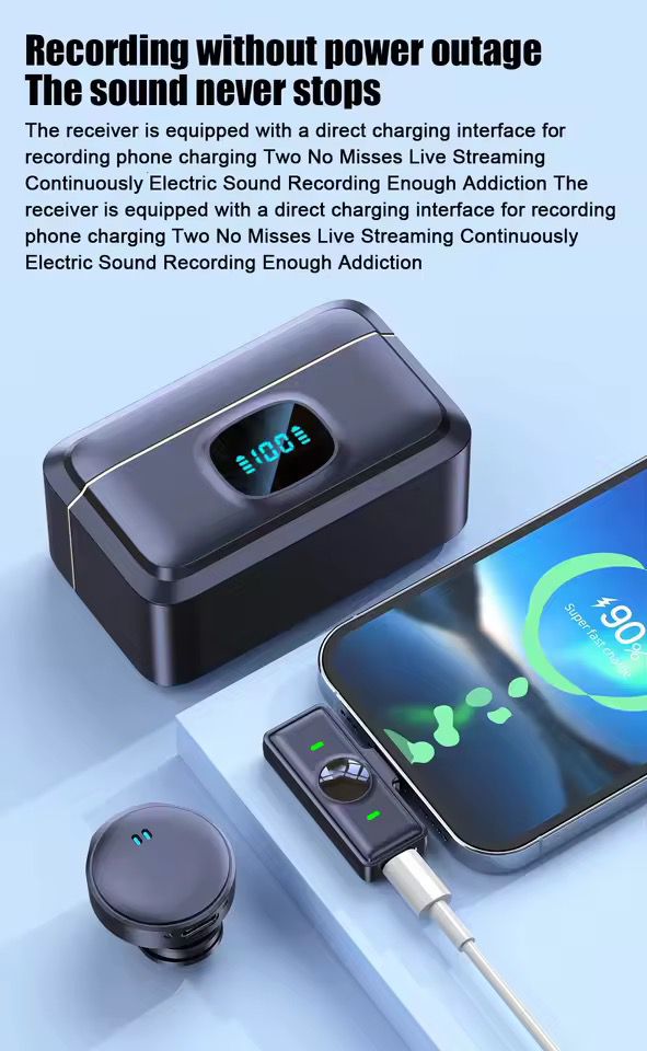 2.4G Wireless Lavalier Microphone – Dual Noise Reduction, Rechargeable, Magnetic Clip-On Mic