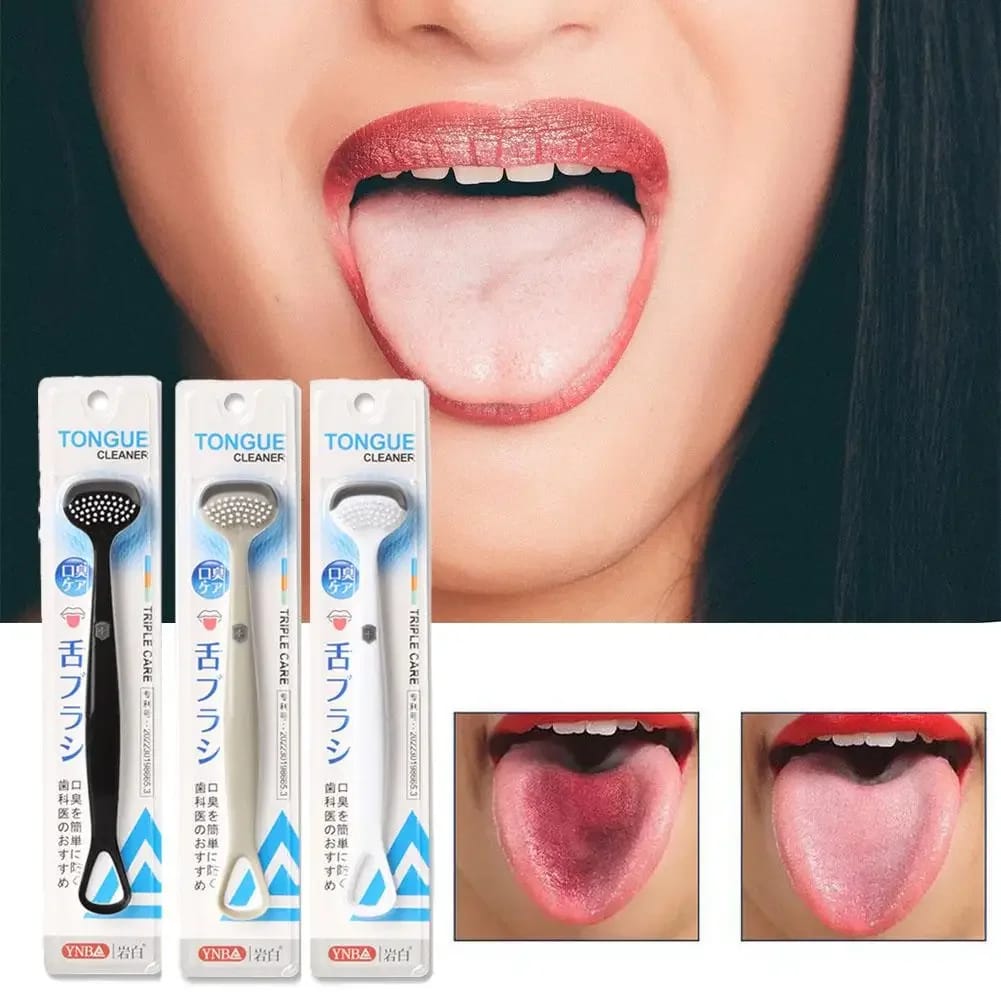 Silicone Tongue Cleaner & Scraper – Triple Care 3-in-1 (Colour Random)
