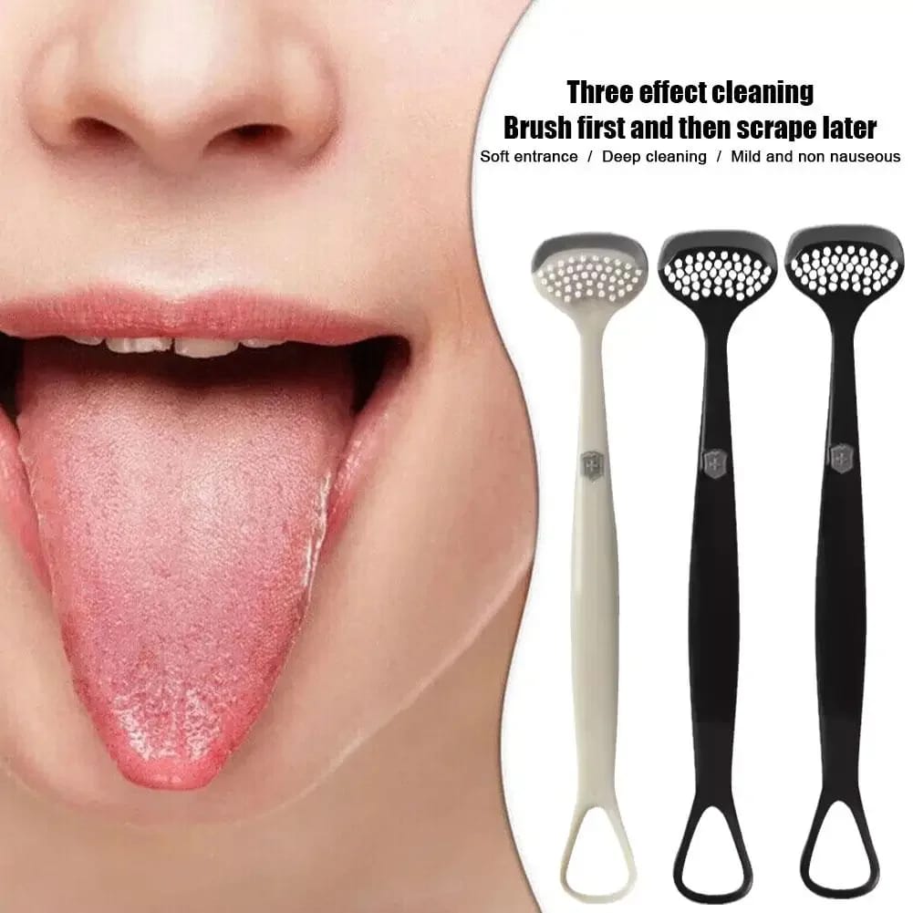 Silicone Tongue Cleaner & Scraper – Triple Care 3-in-1 (Colour Random)