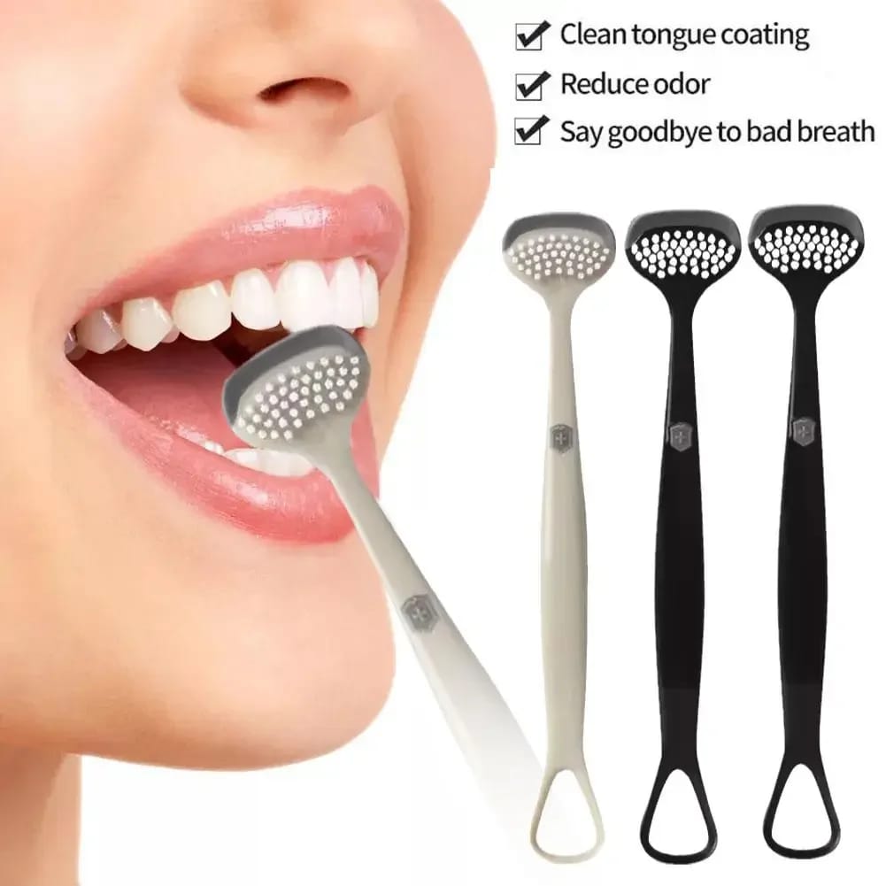 Silicone Tongue Cleaner & Scraper – Triple Care 3-in-1 (Colour Random)