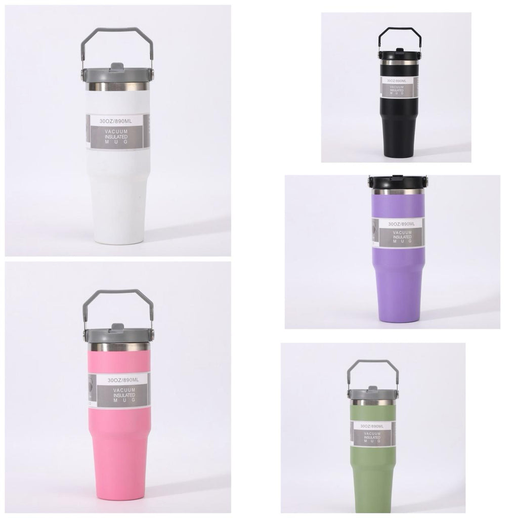 890ml Vacuum Insulated Thermal Travel Mug with Handle – Hot & Cold (Multiple Colours)