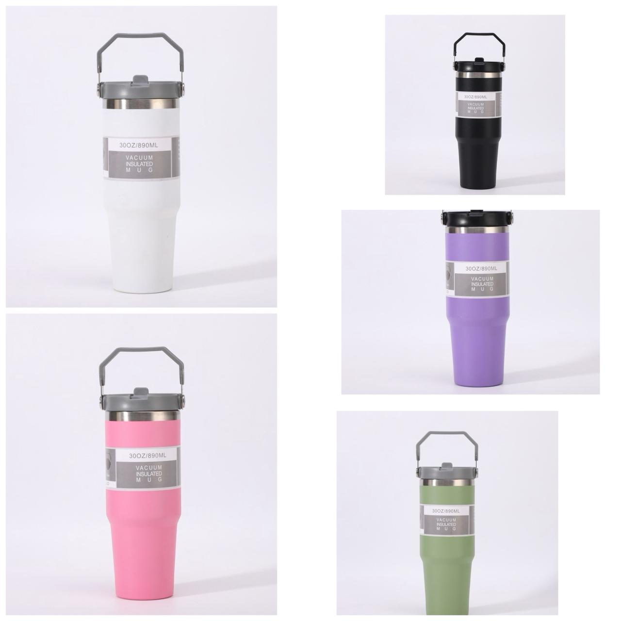 890ml Vacuum Insulated Thermal Travel Mug with Handle – Hot & Cold (Multiple Colours)