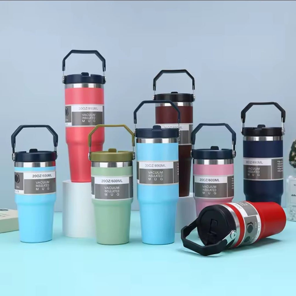 890ml Vacuum Insulated Thermal Travel Mug with Handle – Hot & Cold (Multiple Colours)