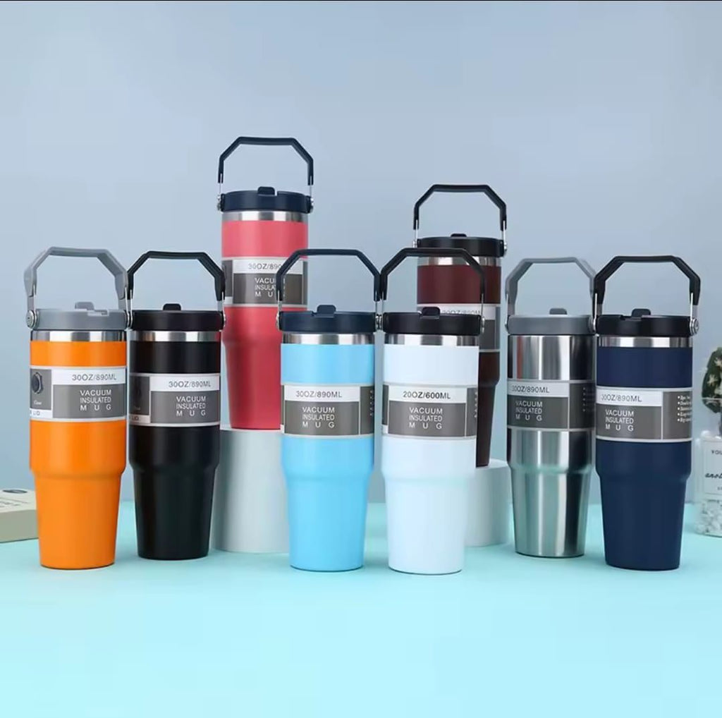 890ml Vacuum Insulated Thermal Travel Mug with Handle – Hot & Cold (Multiple Colours)