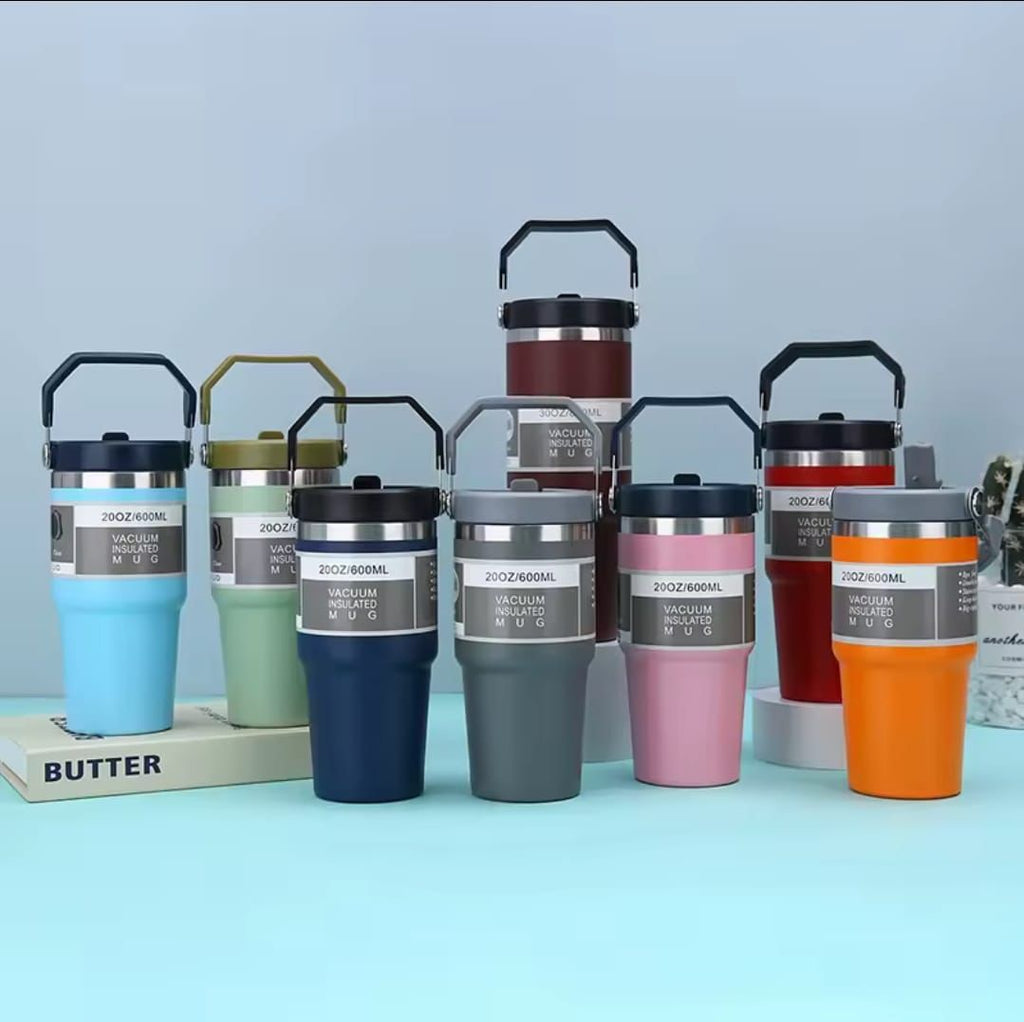 890ml Vacuum Insulated Thermal Travel Mug with Handle – Hot & Cold (Multiple Colours)