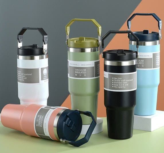 890ml Vacuum Insulated Thermal Travel Mug with Handle – Hot & Cold (Multiple Colours)