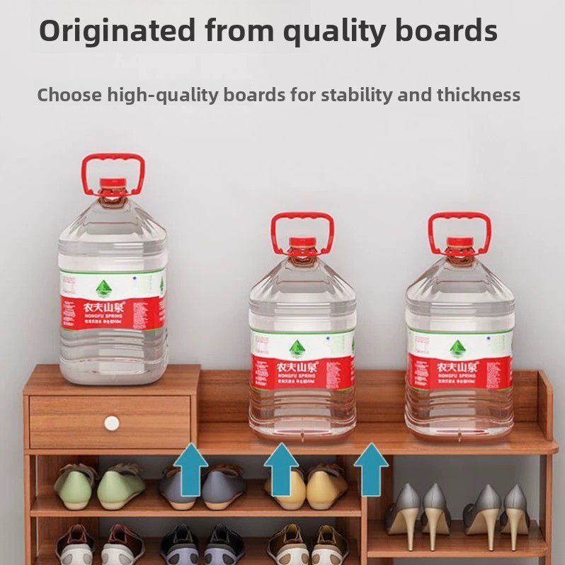 8-Layer Heavy Duty Shoe Rack Cabinet with Drawer & Countertop – 100x24x106cm (Sandalwood)