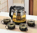Glass Tea Set – 1000ml Kettle with Stainless Steel Infuser & 4 Cups (150ml)