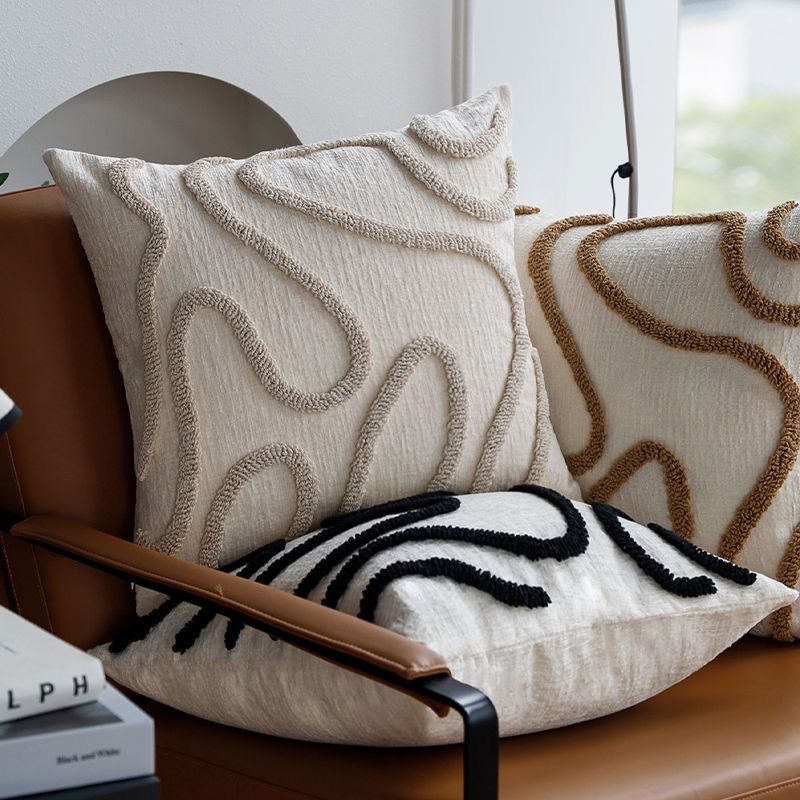 Boho Tufted Abstract Swirl Throw Pillow Cover – 45x45cm (3 Colours)