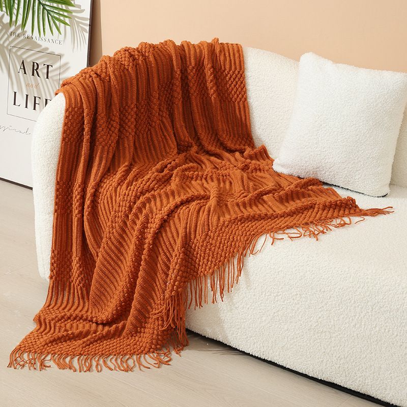 Nordic Style Knitted Tassel Sofa Throw Blanket – 127x180cm