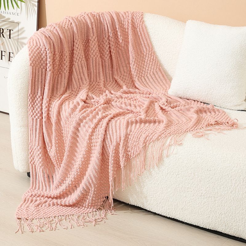Nordic Style Knitted Tassel Sofa Throw Blanket – 127x180cm