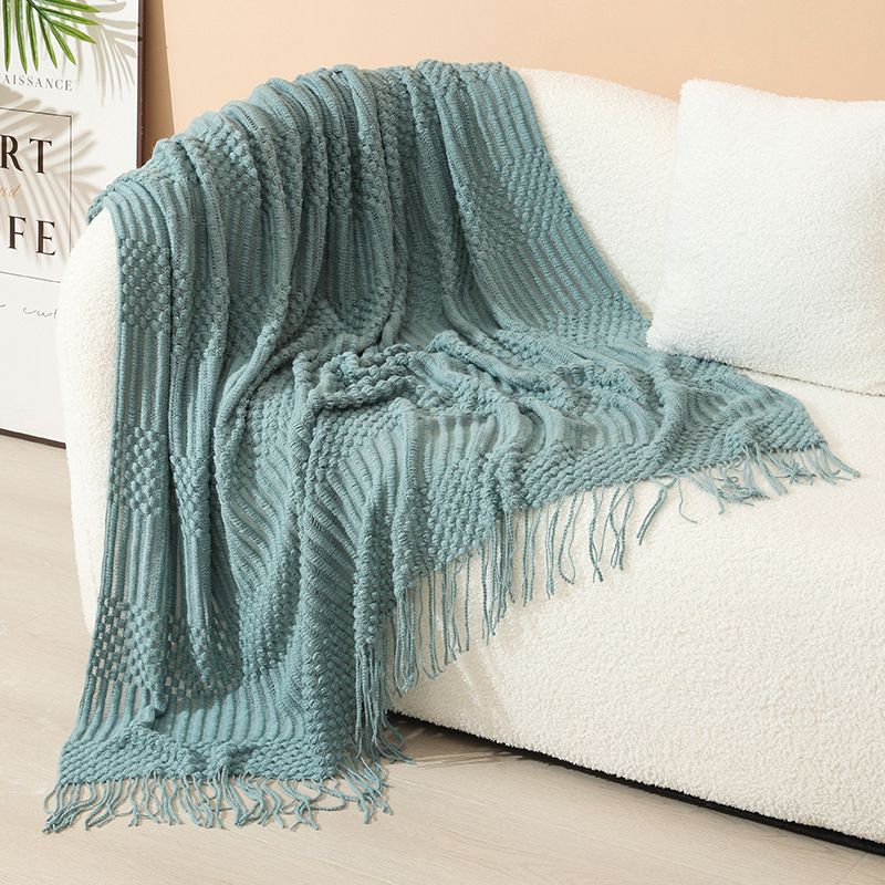 Nordic Style Knitted Tassel Sofa Throw Blanket – 127x180cm