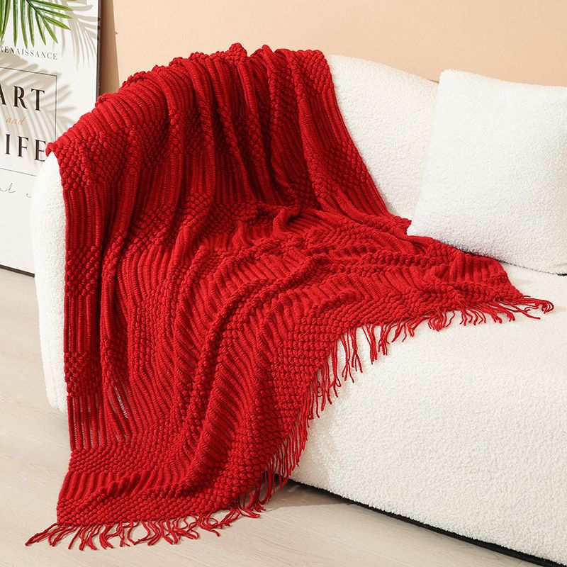 Nordic Style Knitted Tassel Sofa Throw Blanket – 127x180cm