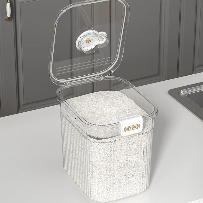 Mitong 15kg Large Capacity Transparent Acrylic Rice Storage Bucket with Flip Lid