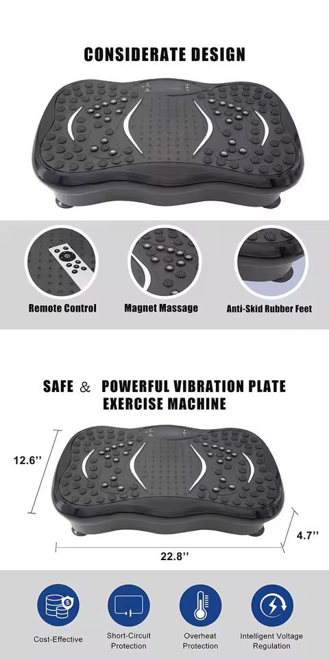 Electric Vibration Plate Body Slimmer | Bluetooth Music | Magnet Massage | 99 Levels | Remote Control