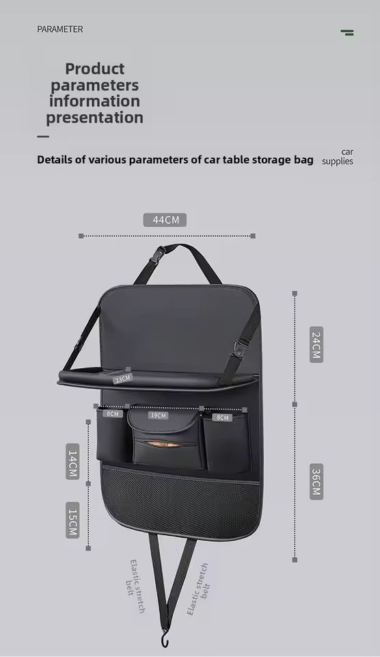 Premium Leather Car Back Seat Organizer | Foldable Table | Waterproof | 60x43cm | Multiple Pockets