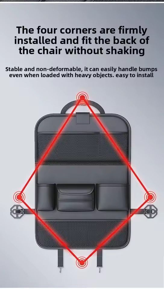Premium Leather Car Back Seat Organizer | Foldable Table | Waterproof | 60x43cm | Multiple Pockets