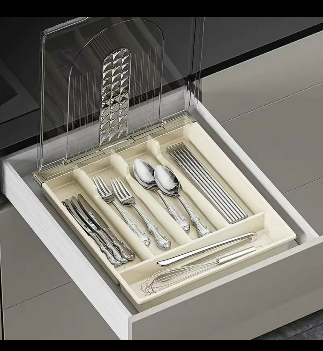 5-Section Cutlery Drawer Organiser Tray with Non-Slip Base