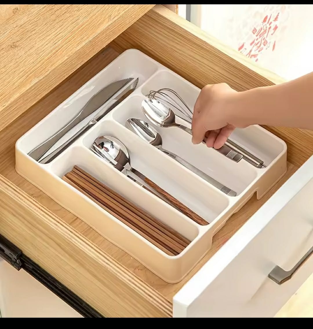 5-Section Cutlery Drawer Organiser Tray with Non-Slip Base