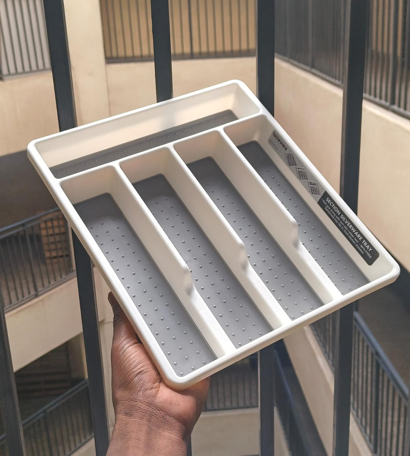 5-Section Cutlery Drawer Organiser Tray with Non-Slip Base