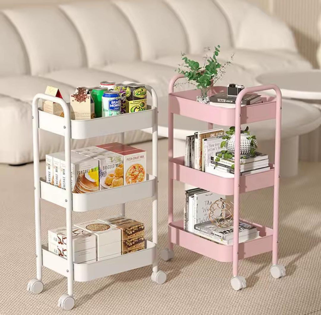 3-Tier Multifunctional Storage Trolley with Wheels