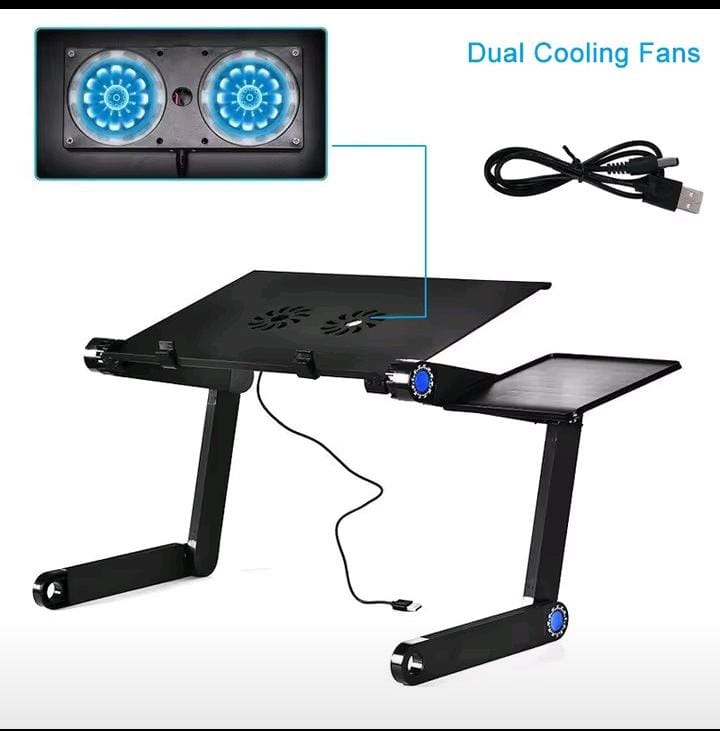 Adjustable Laptop Stand with Dual Cooling Fans & Mouse Pad Tray
