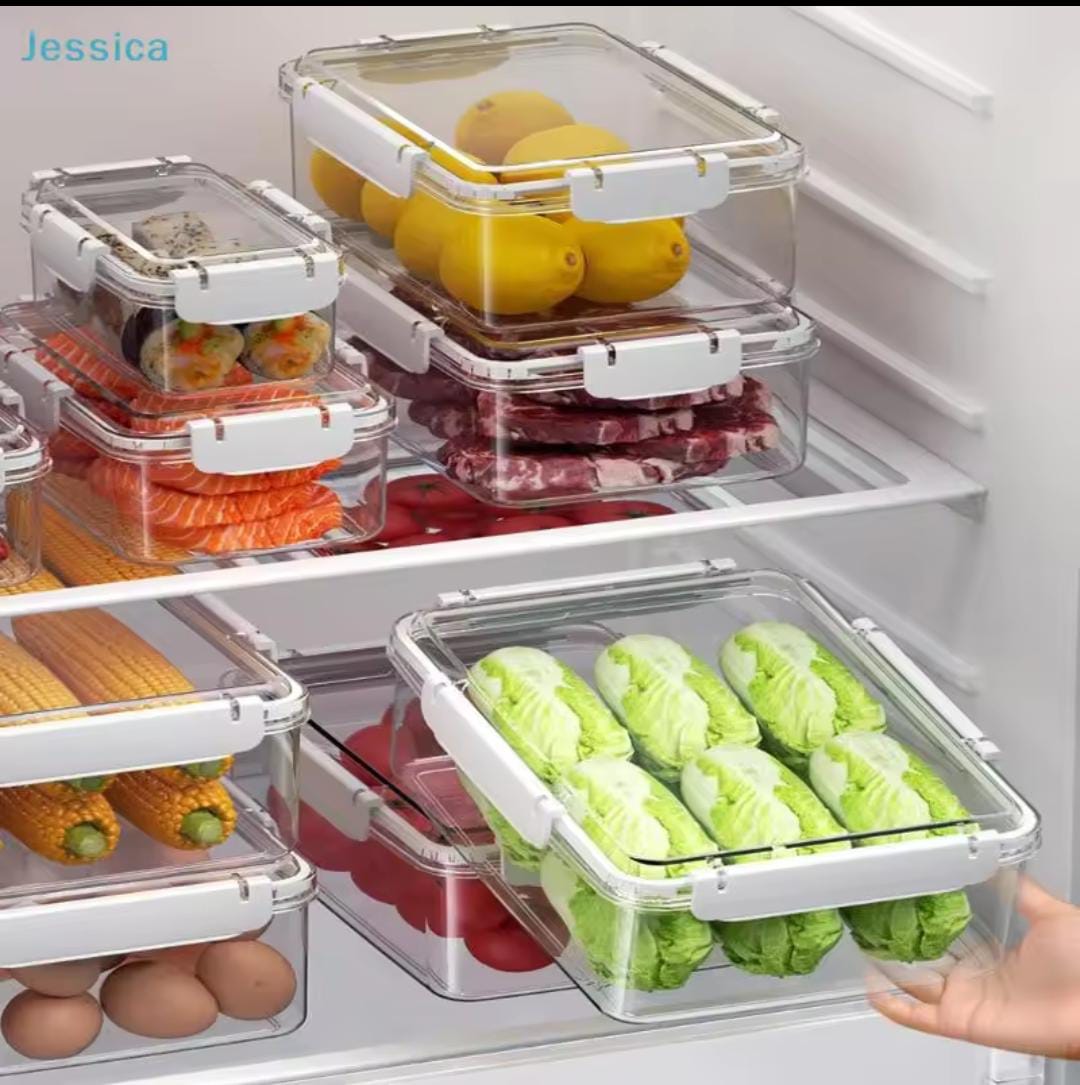 Transparent Airtight Acrylic Food Storage Containers with Fresh Lock Lid | 700ml, 1700ml & 3300ml