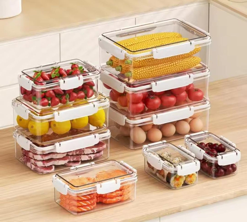 Transparent Airtight Acrylic Food Storage Containers with Fresh Lock Lid | 700ml, 1700ml & 3300ml