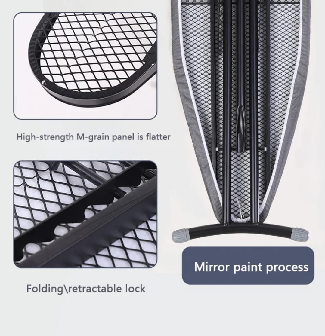 Metallic Ironing Board – Adjustable, Foldable & Portable (110x33cm)