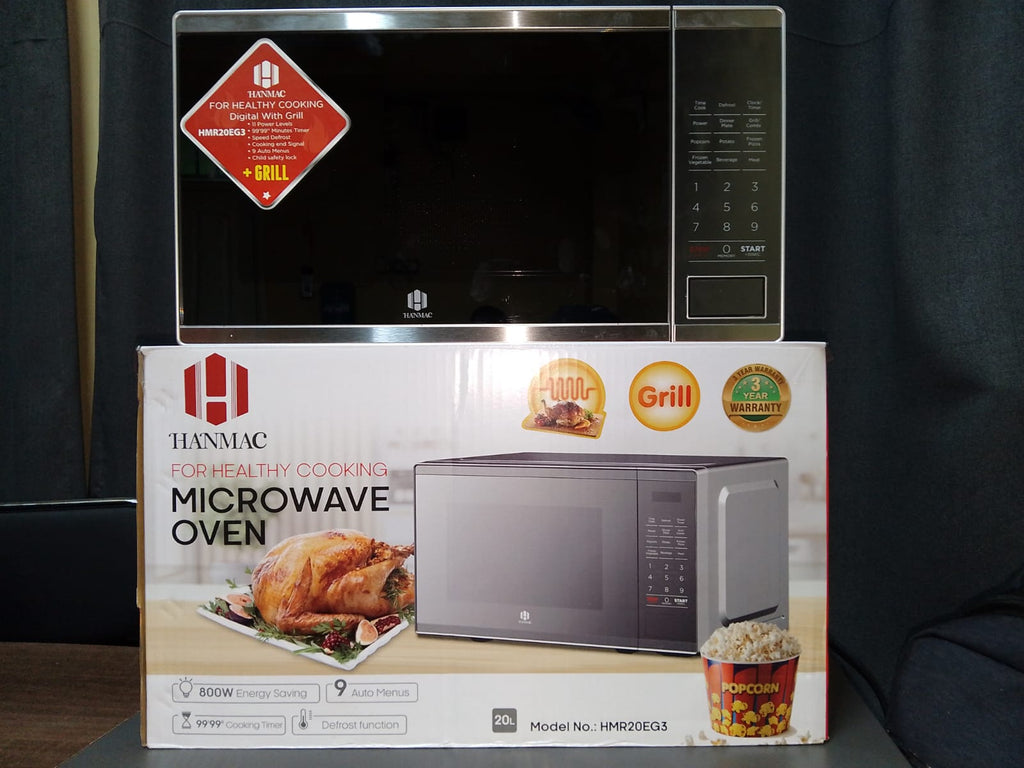 Hanmac HMR20EG3 20L Digital Microwave Oven with Grill – 800W, 9 Auto Menus, 3-Year Warranty