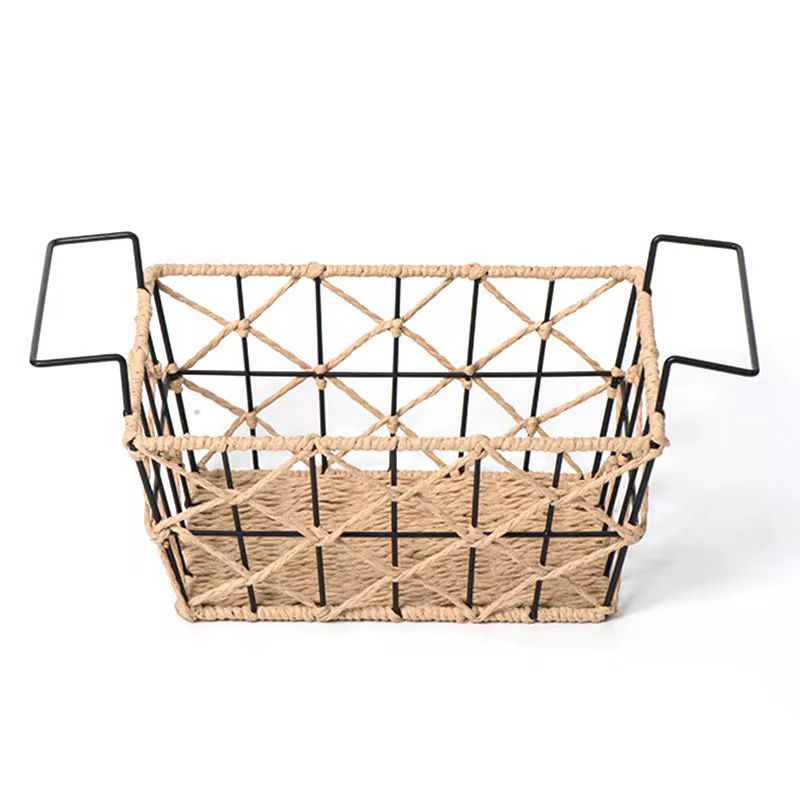 Woven Collection Wire Storage Basket with Metal Handles – Rope & Iron Frame