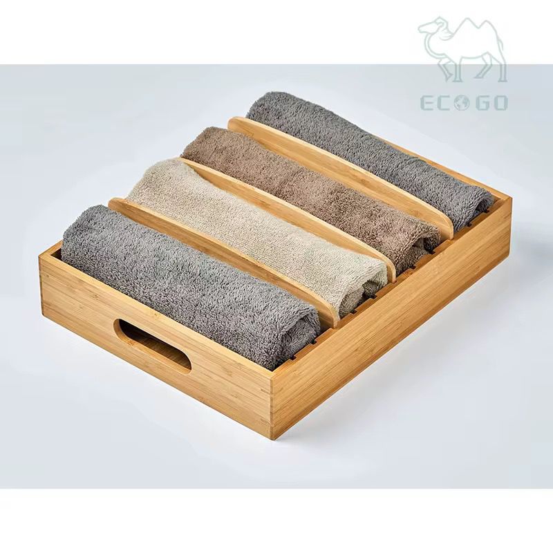 Bamboo Pantry Organiser Storage Bin with Removable Divider – Stackable Kitchen & Countertop Tray